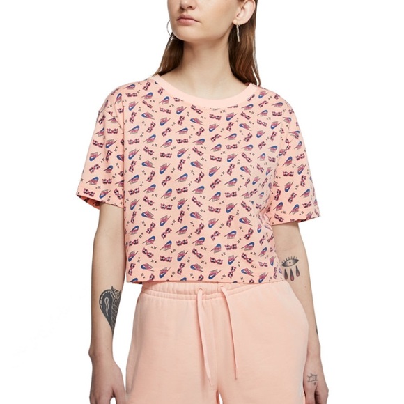 Nike Tops - Nike NWT Small Printed Cotton Cropped T-Shirt